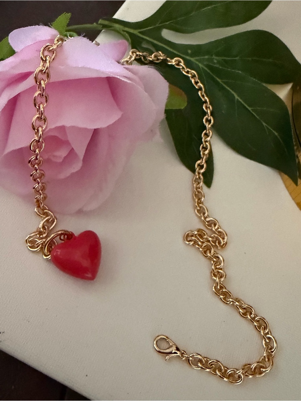 Roxanne Assoulin The Mini Puffy Heart Detachable Charm Necklace Fucsia NEW